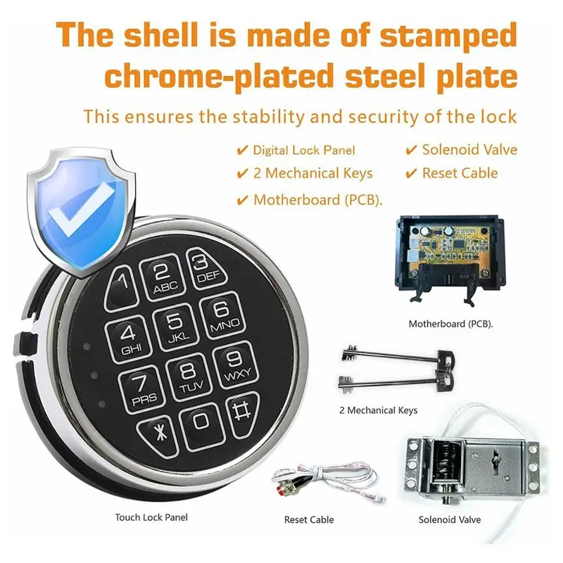 B44C Lock Replacement Chrome Digital Keypad Electronic Lock