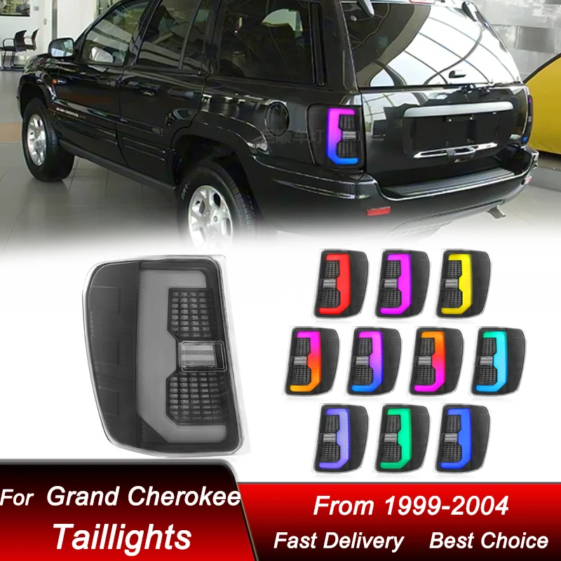 Hot Car Led Tail Lights For Jeep Grand Cherokee 99-04 RGB Style Full LED Tail Lamp Dynamic Turn Signal Light Tail Lamp Assembly