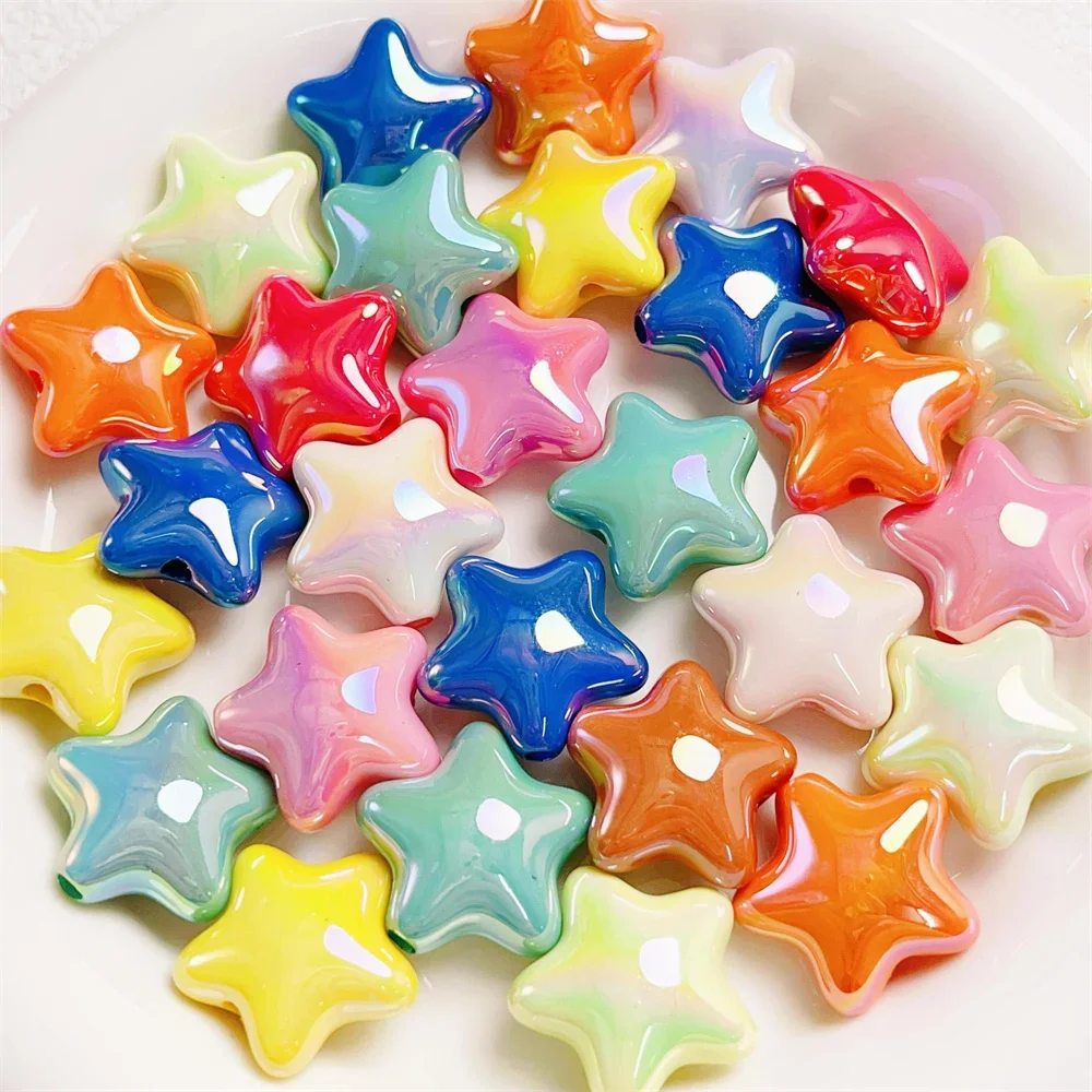 TX06 23mm 5Pcs Star Plating Color Scattered Bead Diy Colorful Necklace Bracelet Diy Cool Girl Pen Clothing Beads Accessories