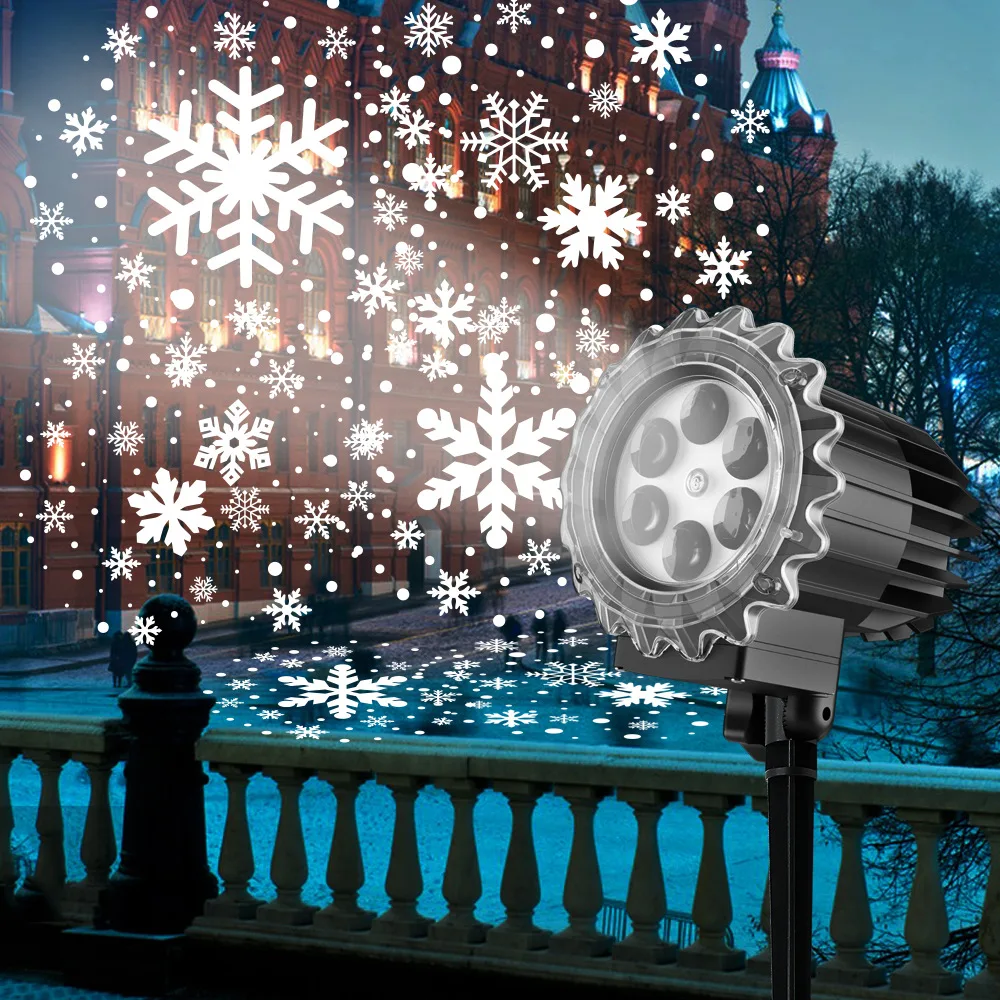 9W Christmas Snowflake Projector Lights Dynamic Rotating Outdoor Landscape Christmas Party Light Snow Outdoor Holiday Lights