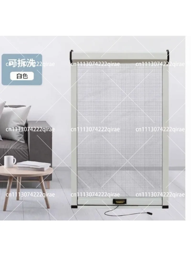 Customized anti-mosquito reel type pull-down telescopic invisible screen aluminum alloy inner and outer open push-pull
