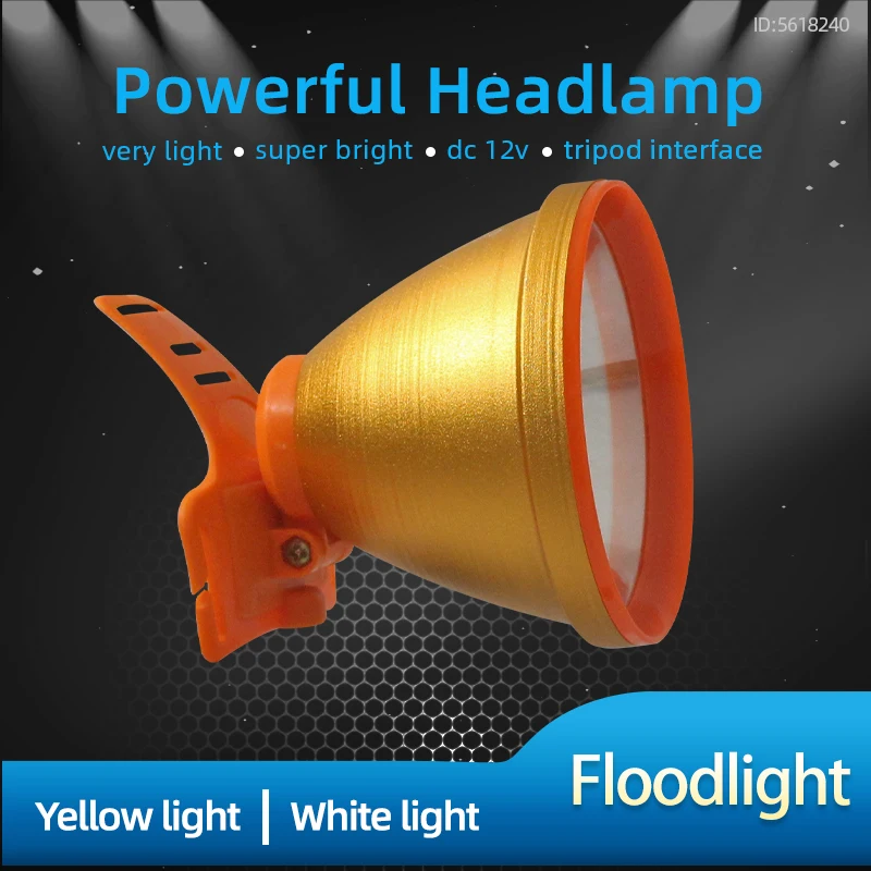 Head Flashlight 12v led Head Light Fishing Flashlight Camping Headlamp Powerful Floodlight Warm Light Work Light