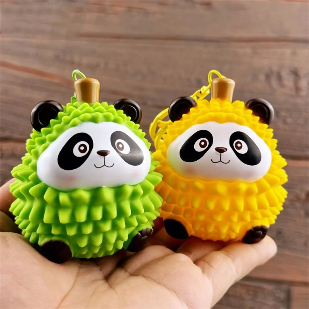 Panda Animals Luminous Durian Key Ring Funny Durian Panda Fruit Series Model Keychain Craft Plastic Small Night Light Pendant