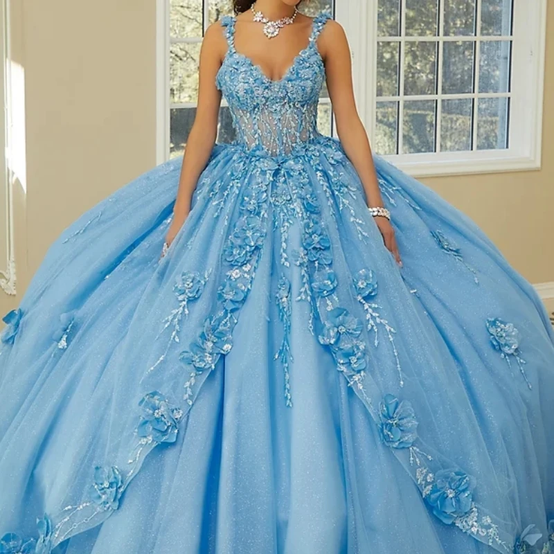 AA218 Customized Mexican Women Prom Dresses Ballgown Floral Bow Sweet 14 15 Girl Quinceanera vestidos de fiestas elegantes mujer