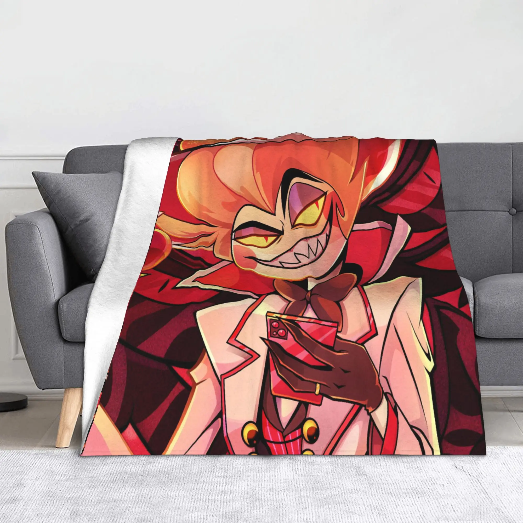 Cartoon Hazbins Hotels Lucifer Blankets Flannel  Autumn/Winter  Lightweight Thin Throw Blanket for Home Bedspreads