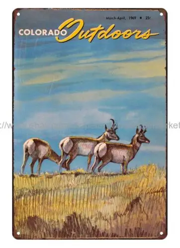 Металлическая табличка с изображением оленя-антилопы, 1969 год, Колорадо, для декора гаража, в стиле ретро