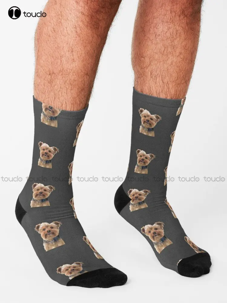 Yorkie Sticking Tongue Out | Dogs Socks Womens Boot Socks 360° Digital Print Personalized Custom Unisex Adult Teen Youth Socks