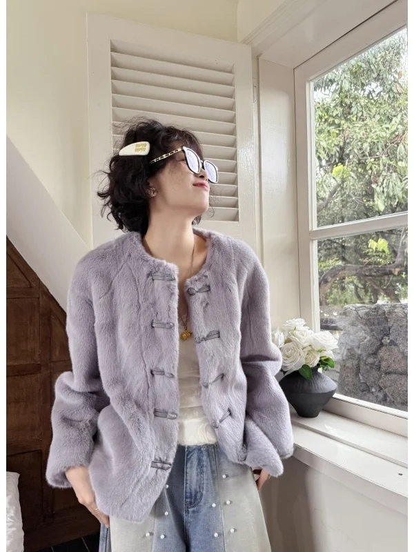 

Thiened ort Fur Jaet for plus Size Women Warm Casual Sle Polyester Fiber C0076 Anti-Cold Warmth Micro Fat Lady