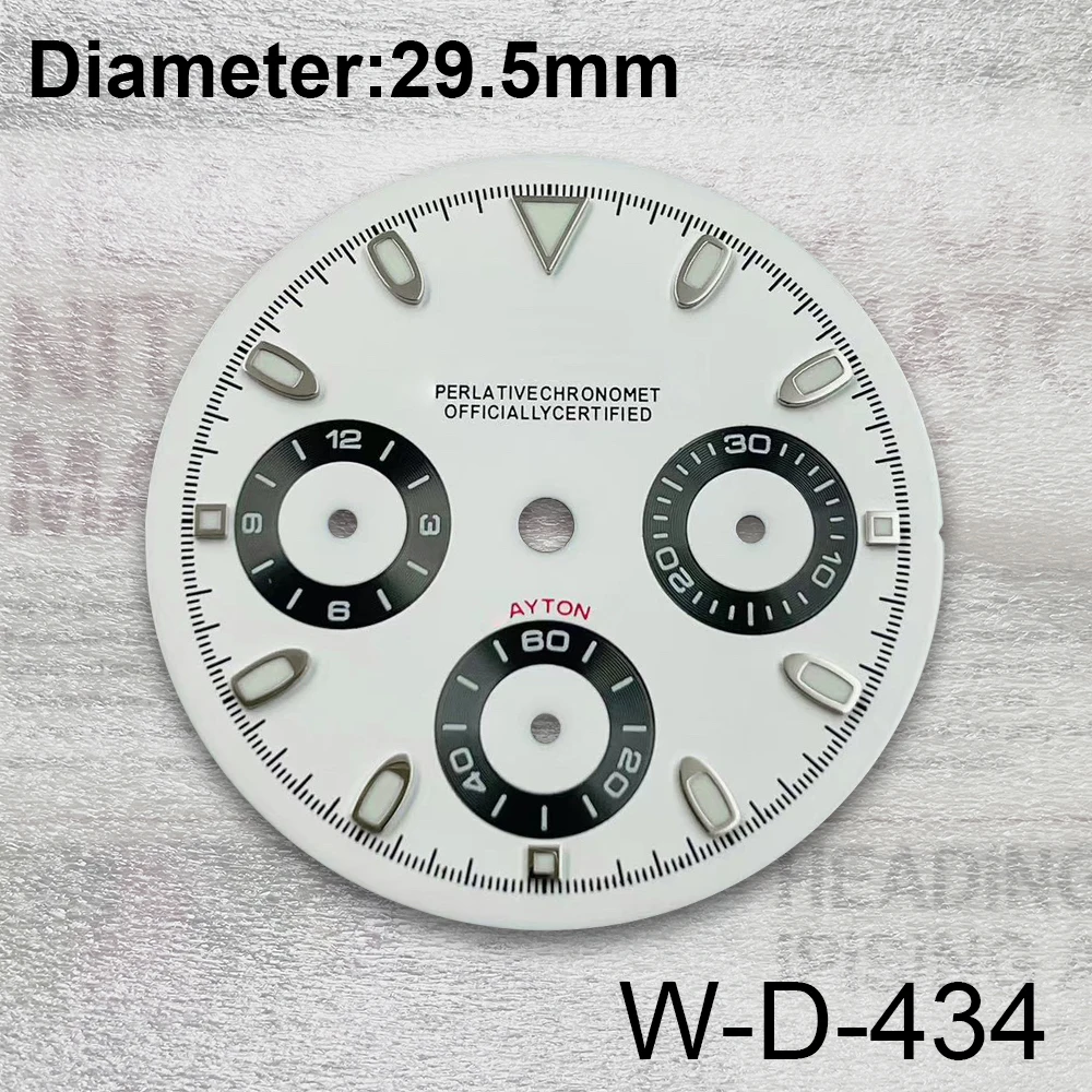 29.5mm Panda DTN S Dial Fit VK63 Quartz Movement Green Luminous High-Quality Enamel/Sunray Dial Watch Modification Accessories