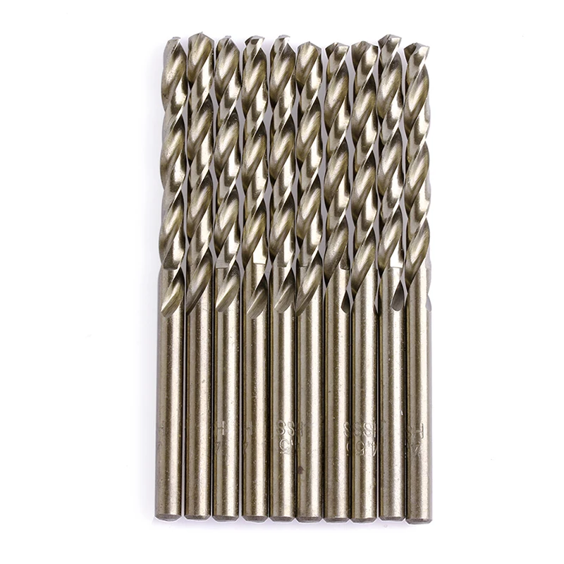 F92C 10pcs 4.5 ملم جولة شانك HSS-CO تويست الحفر بتات دوامة