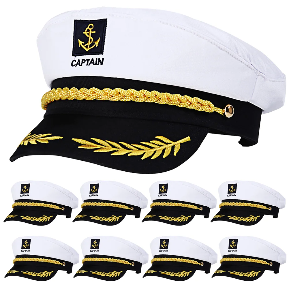 20 Pcs Embroidered Captain Hat for Outdoor Sailor Cosplay Vintage Marine Cotton Hats