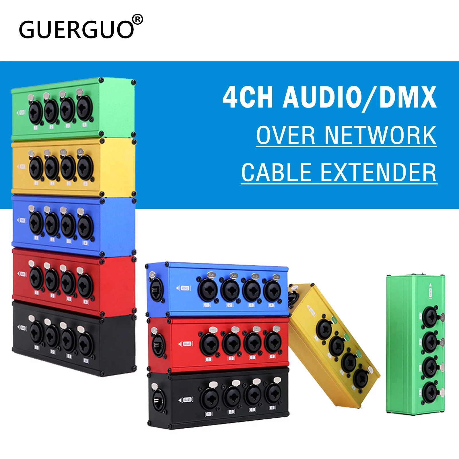 Network Signal Extender,RJ45 Cat5 Ethercon to 4 Channel 3Pin XLR Audio/DMX over Network Cable Extender for Live Stage,Lighting