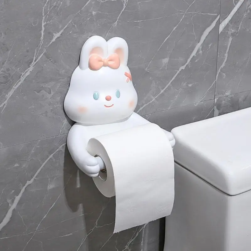 素敵なウサギトイレットペーパーホルダー壁取り付けられたティッシュタオルロールディスペンサーHX6C