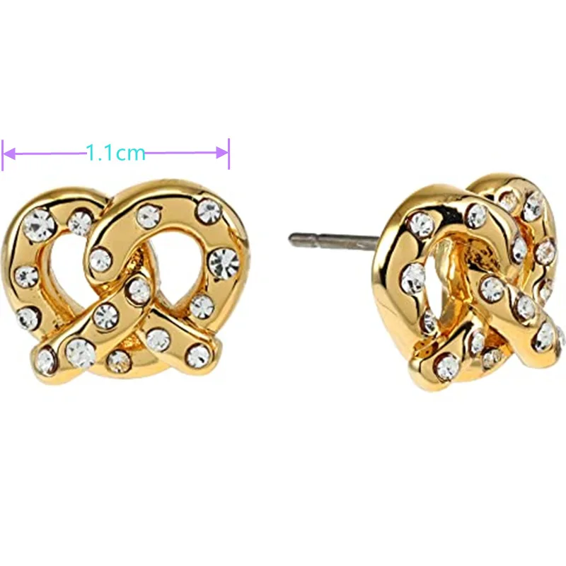 KS European and American Fashionable Sweet and Fresh Heart-Shaped Inlaid Shiny Rhinestones Small and Versatile Earrings