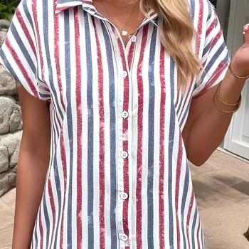 여성용 플러스 사이즈 셔츠, 통통한 여성용 세련된 우아한 셔츠, 여름 