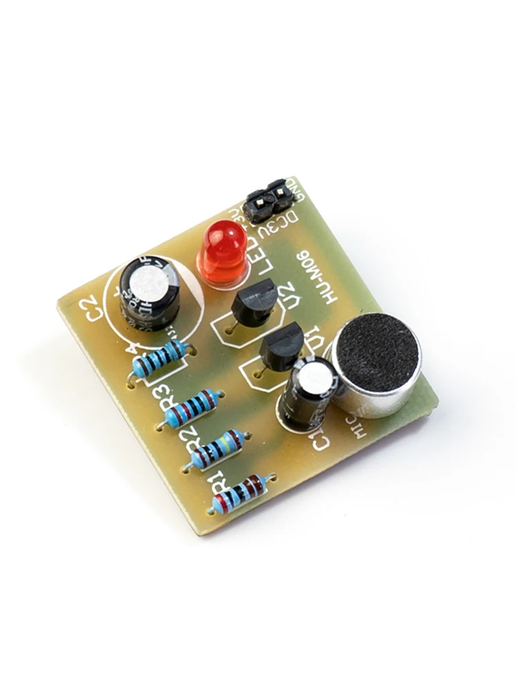 Kit di produzione di luci flash a LED con controllo vocale Kit di apprendimento divertente Parti di produzione di saldatura elettronica fai-da-te HU-M06