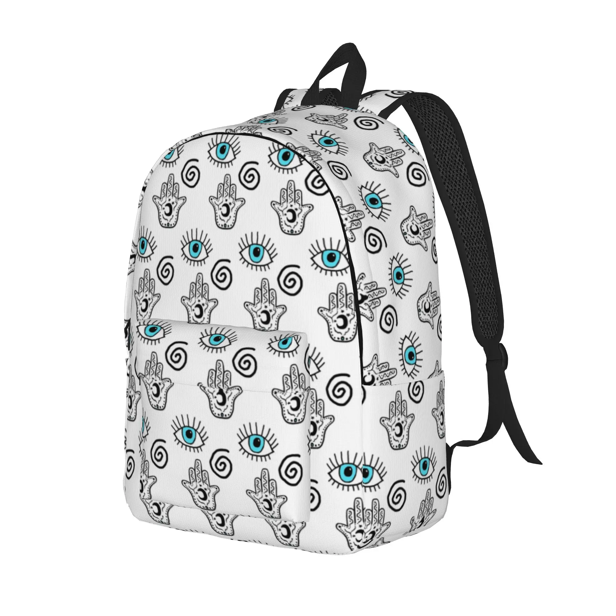 Evil Eye Hamsa Symbol of Protection Cool Backpack High School Business Hamsa Hand Bohemian Daypack Laptop Computer Shoulder Bag