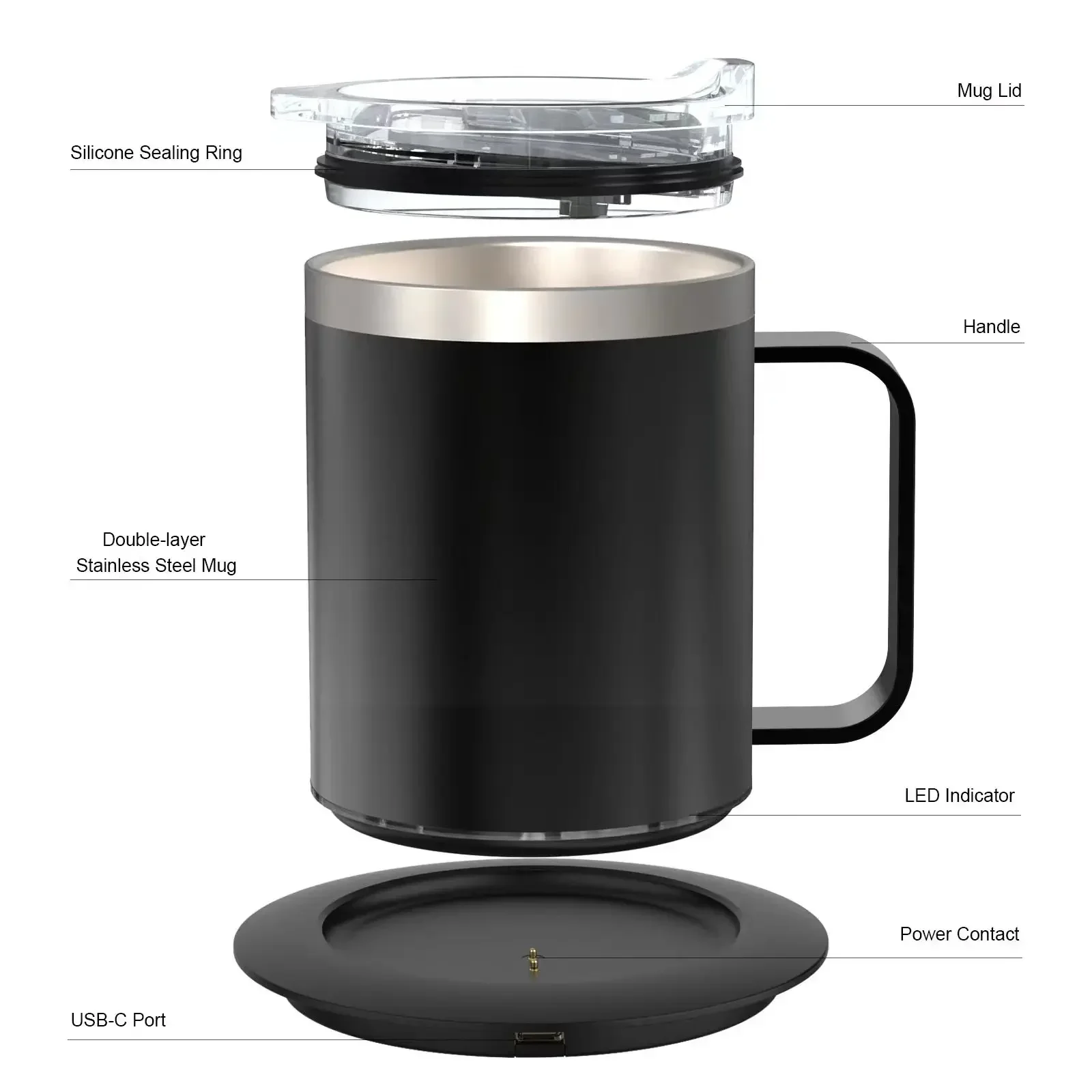 Double-layer 304 Stainless Steel Vacuum Flask, 55°C Constant Temperature Travel Mug, Business Gift, Office Coffee Cup
