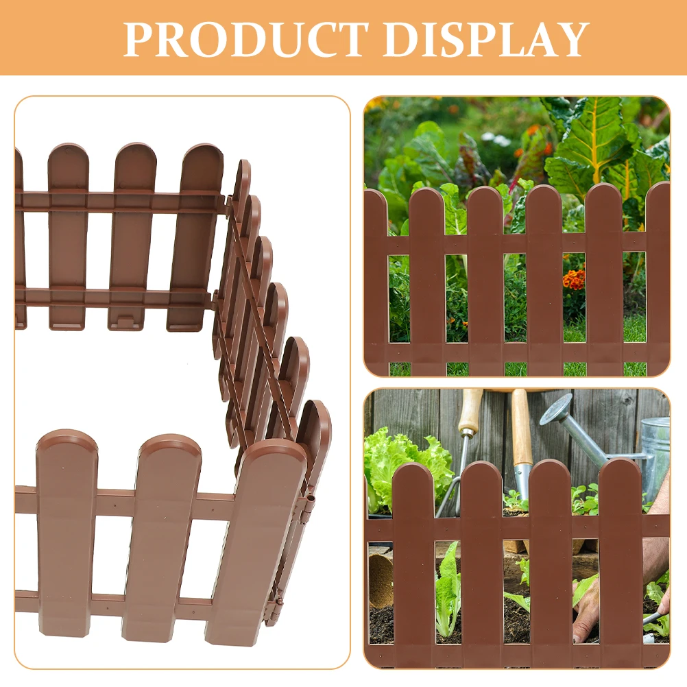 

4Pcs White Plastic Yard Fence Garden Picket Fence Outdoor Flowerbed Lawn Border Decorative Garden Edging Yard Decor