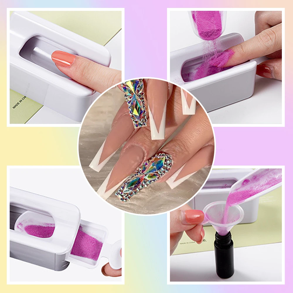 LINMANDA Dip Powder Recycling-Tablett mit Reinigungsset, Nagel-Strasssteine, Glitzer, Perle, Recycling, Sparwerkzeug, Nägel, Tech, Must Have