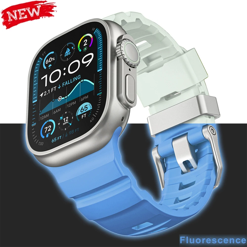 Pop Fluorescence Strap For Apple Watch Band 49mm 46mm 45mm 44mm 42mm Sport Silicone Bracelet For Iwatch Ultra 2 Series 10 9 8 7