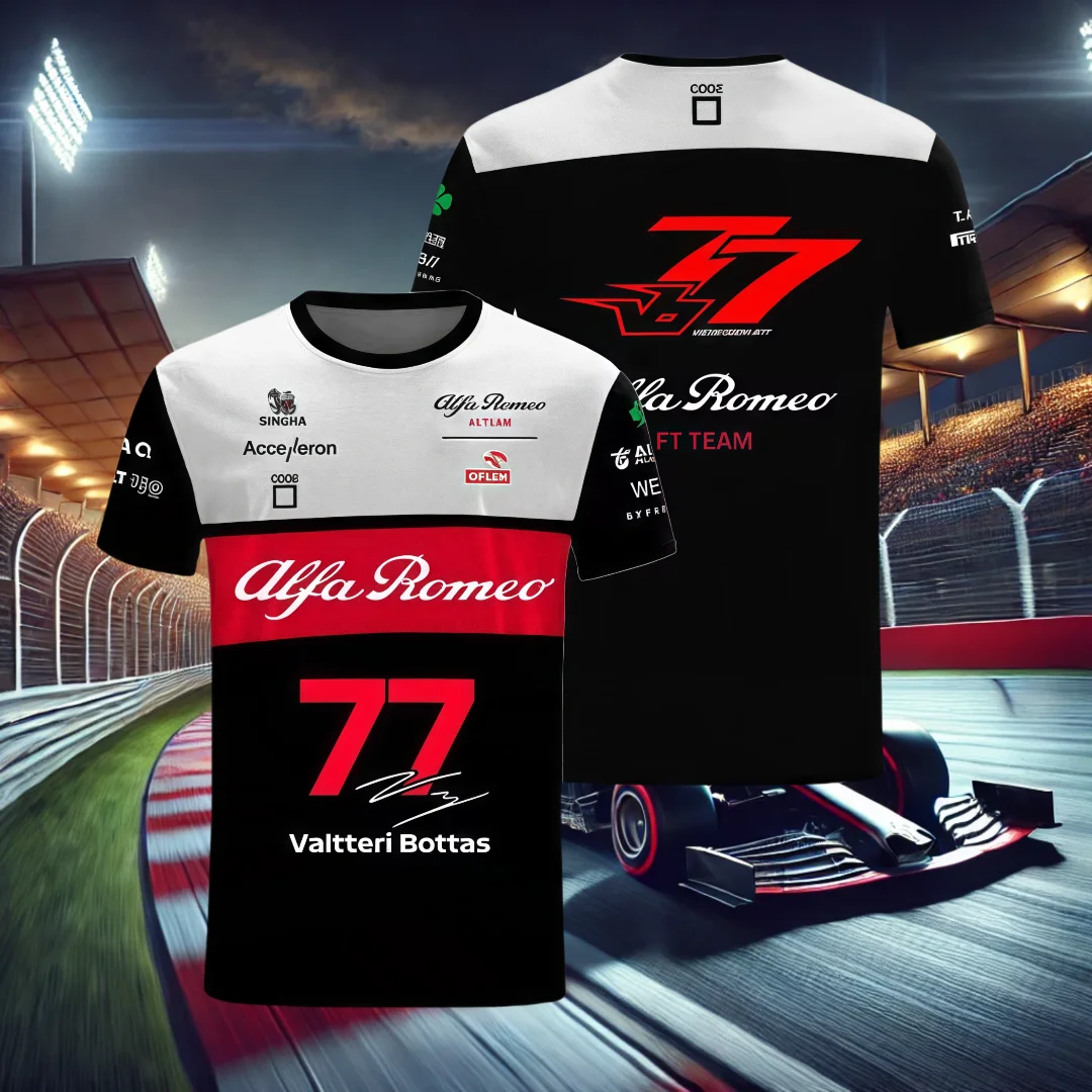 F-1 سباق روميو 77 فريق 24 تاج الريش Hor ثلاثية الأبعاد مطبوعة التدريب الرياضي أفضل مروحة جيرسي للبالغين والأطفال صيف 2025