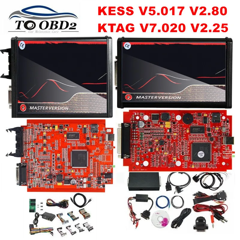 KESS SW V2.80 V5.017 wersja ue wersja Online KTAG V2.25 V7.020 4led czerwony PCB kess V2 5.017 czerwony ktag 7.020 brak żetonów ograniczona