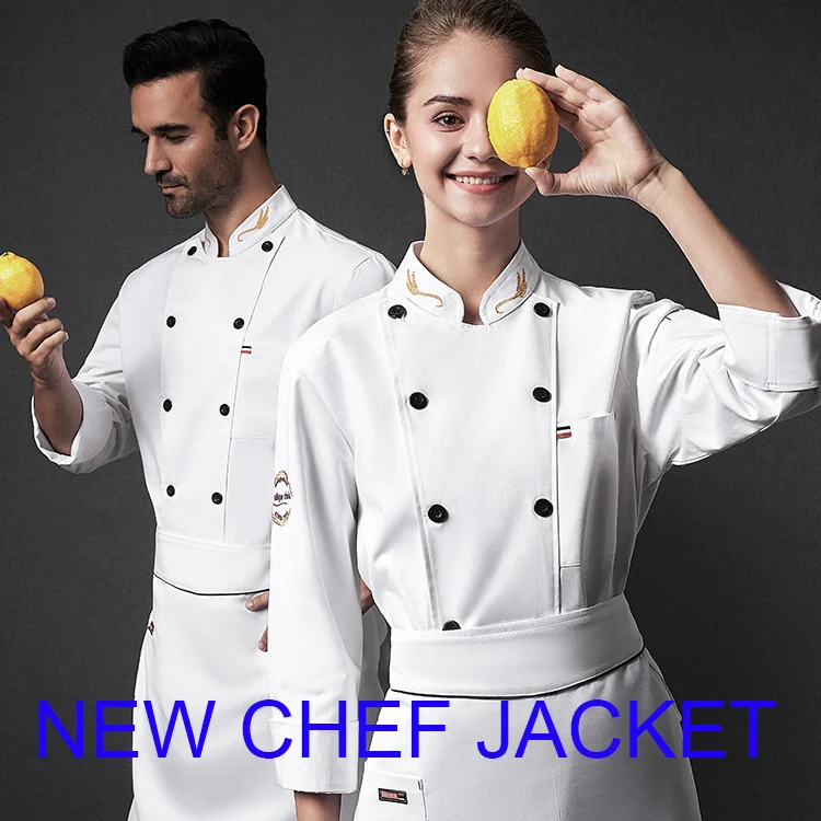 Long Sleeve Chef Jacket Men Women Unisex Restaurant Waiter Uniform Cook Coat Kitchen Clothes Baker Wear(Only Jacket)