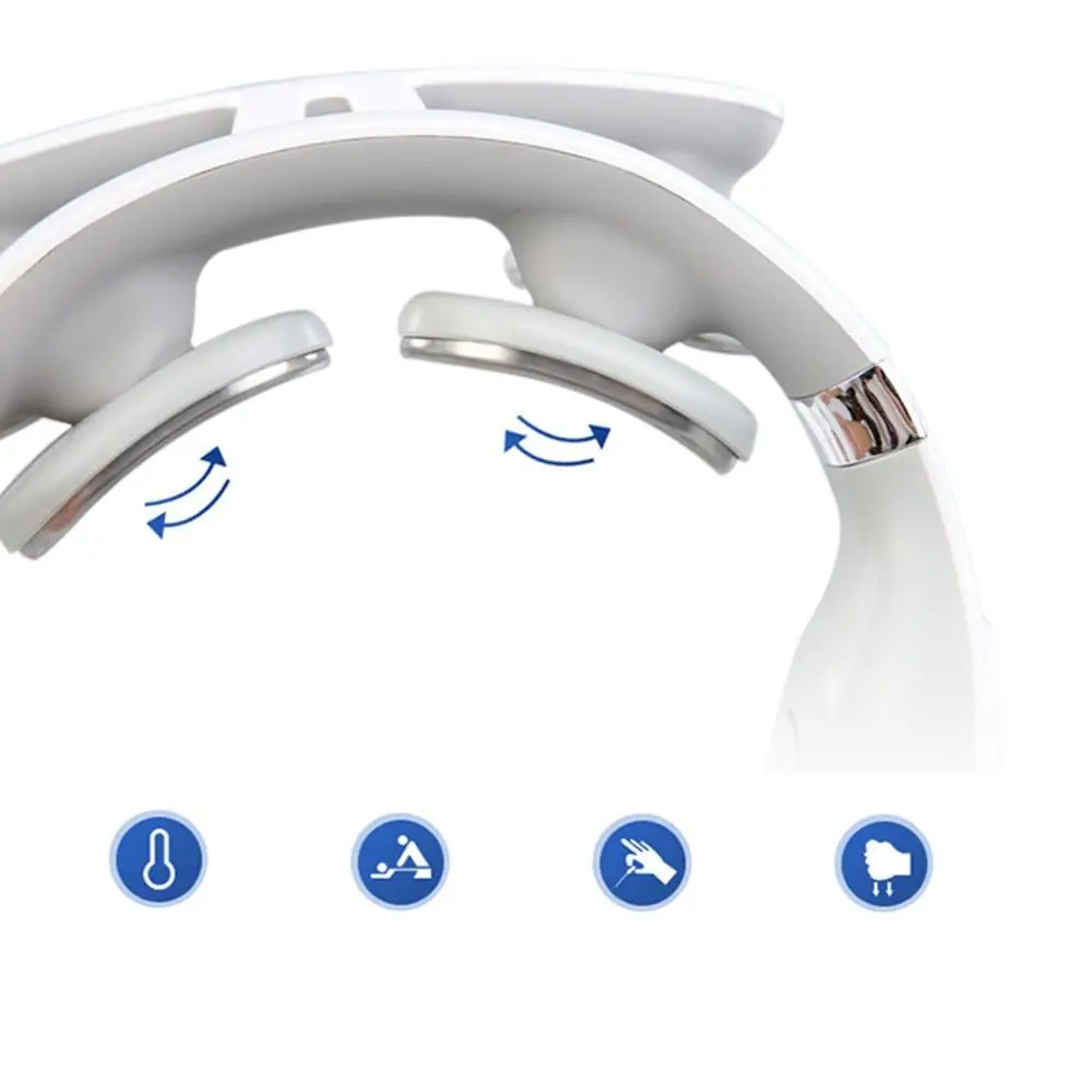 

Электрический массажер для шеи с 4 головками, перезаряжаемый 14-уровневый инструмент для массажа шеи, 6 режимов вибрации, массажер для горячего компресса для шеи