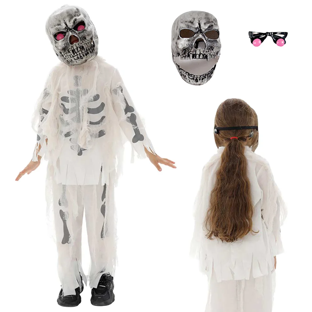 

Fancy Dress Scary Skeleton Ghost Cosplay For Boys Girls Clothing Stage Hallowmas Costume Teen 6 to 14 Years Party Outfits