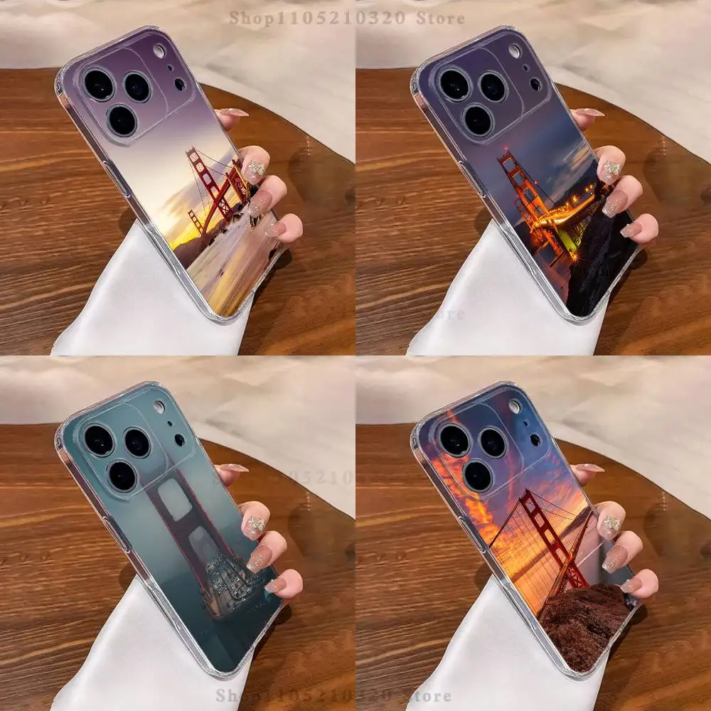 

USA Golden Gate Bridge Phone Case For iPhone 17,16,11,15,13,14,12,Air,Mini,Plus,Pro,Max,Plus,E Clear Soft Shell