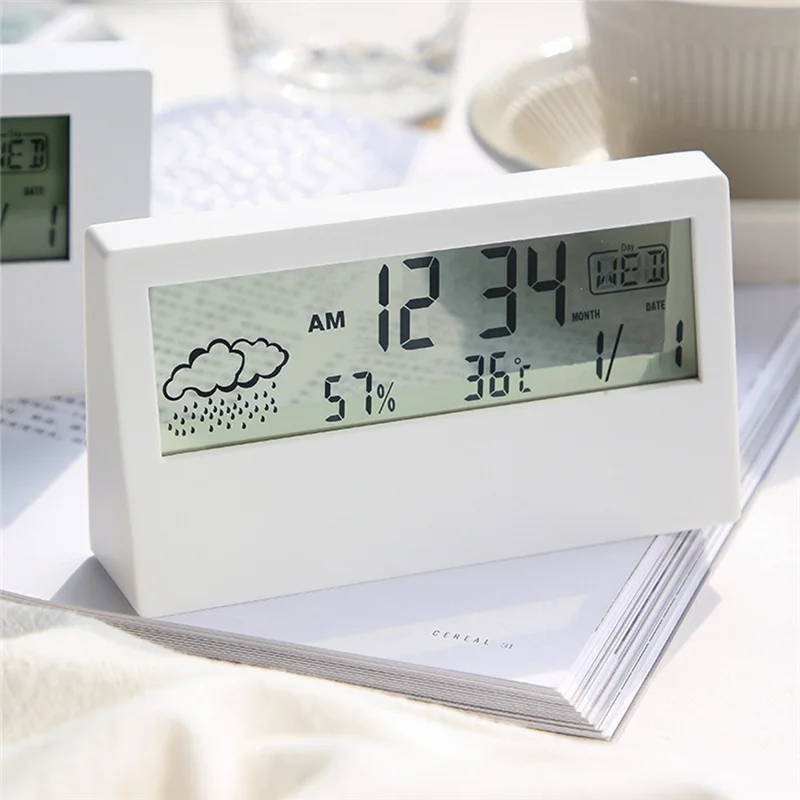 A72Z LED Thermometer Thermo-Hygrometer Multifunction Electronic Temperature Humidity Meter Weather Station With Alarm Clock