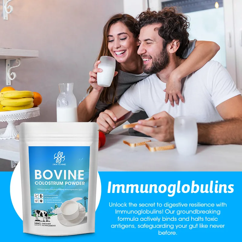 Bovine Colostrum Powder Capsules 10000mg 40%IgG Promote Gut Digestive Health Boost Immune System Enhance Muscle Growth & Repair