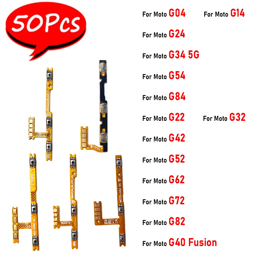 50Pcs，NEW Power Switch On/Off Button Volume Key Button Flex Cable For Moto G22 G32 G40 Fusion G42 G54 G82 G84 G34 5G G24 G04 G14