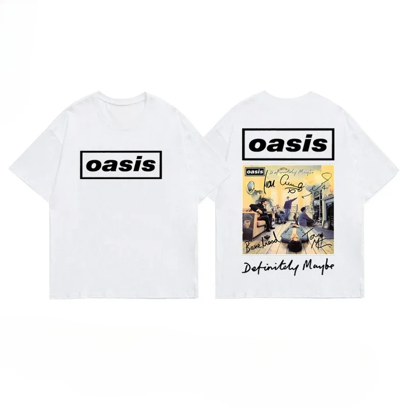 2024 Popular New Style Ins British Rock Band Oasis Street Oversize Shoulder Loose T-shirt for Men and Women The Same Four Season