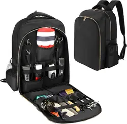 Barber Travel Backpack Black Air Cushion Design Large Capacity Bag Multifunctional Salon Carrying Case Waterproof Storage Bag