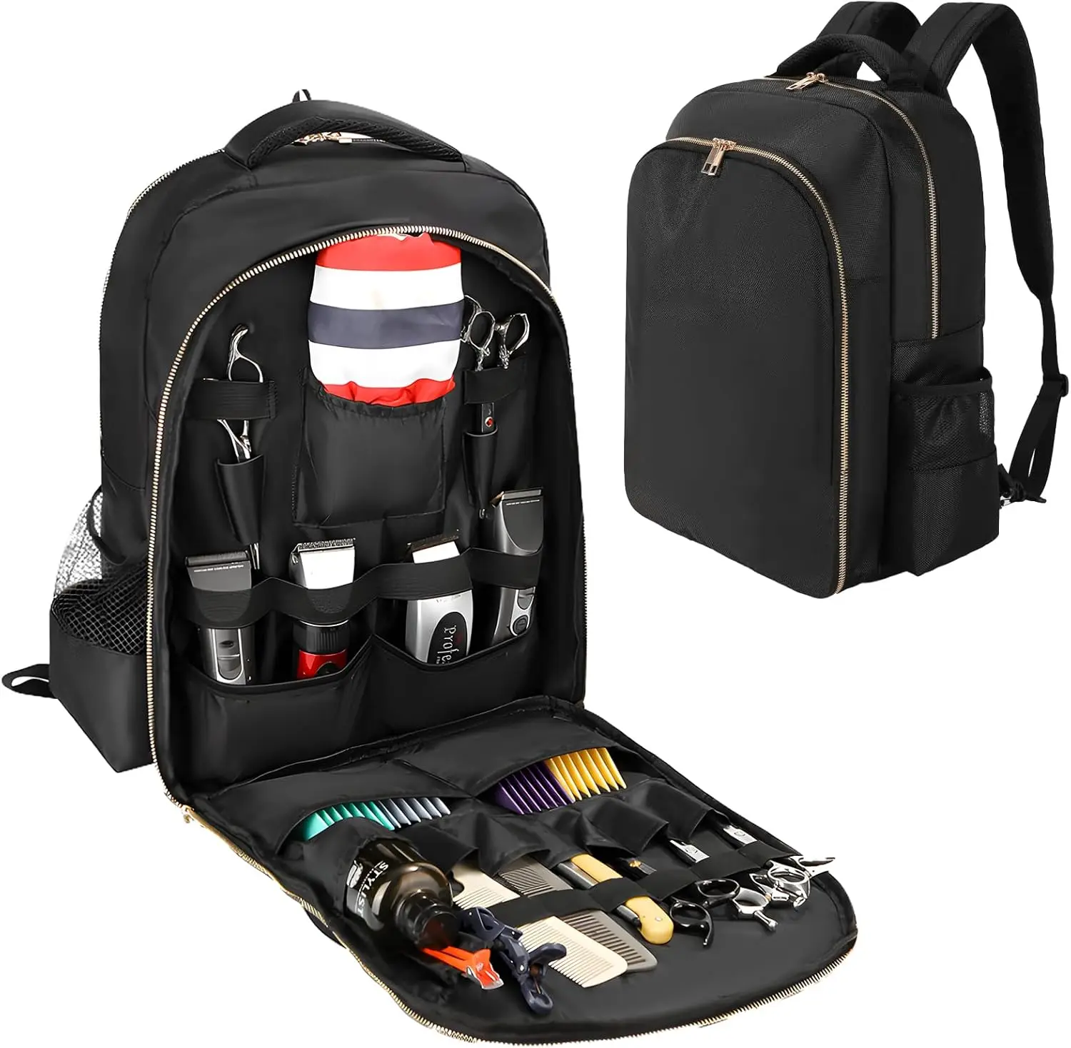 Barber Travel Backpack Black Air Cushion Design Large Capacity Bag Multifunctional Salon Carrying Case Waterproof Storage Bag