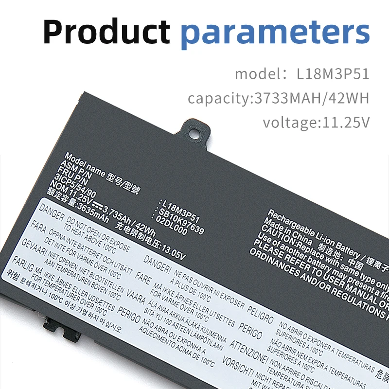 SUOZHAN Battery Battery baterai Laptop untuk Lenovo ThinkPad E490S 02DL000 SB10K97640 02DL002 Battery 11.25V 42WH