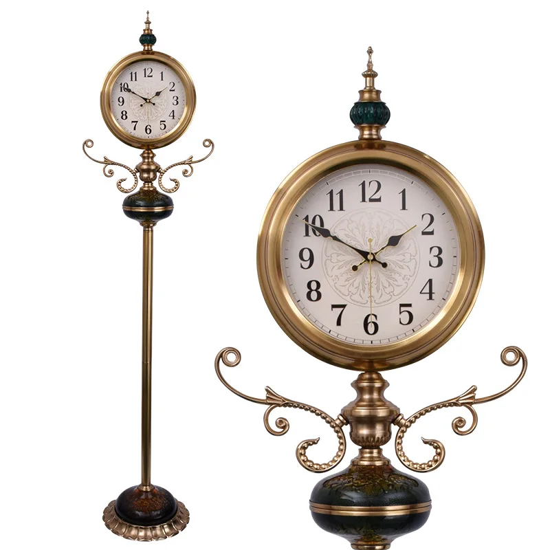 

American living room atmosphere light luxury floor clock European home decoration floor clock crystal glass household clock