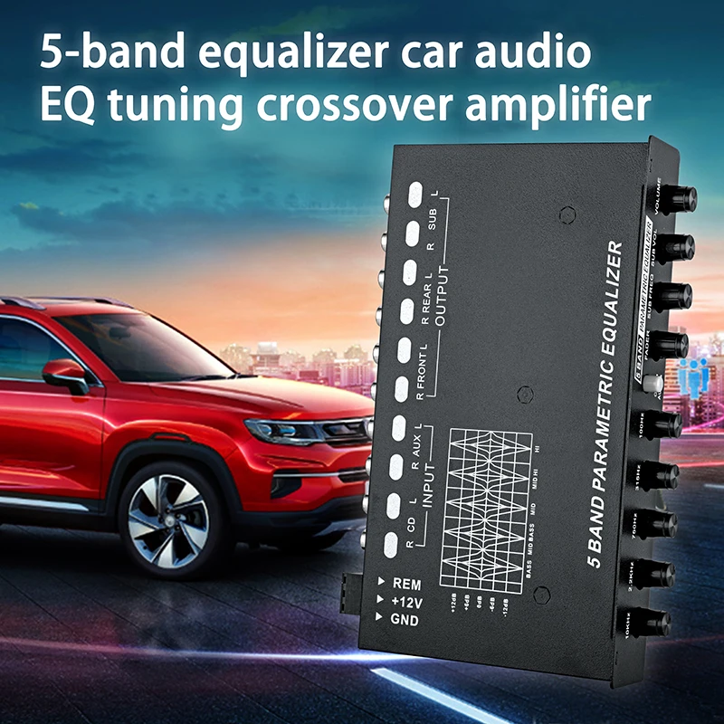 Auto Cube ZY-EQ5 5 Band Car Music Equalizer Sound Audio Aluminium Alloy Hifi Stereo Graphic Equalizer Black