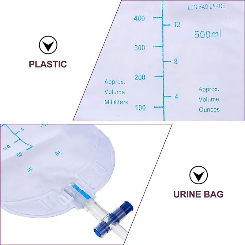 10pcs 500ml Urine Storage Bag Thickened Disabled Men Urine Pouch Urine Catheter Elderly Patient Wearable Urine Bag Kit