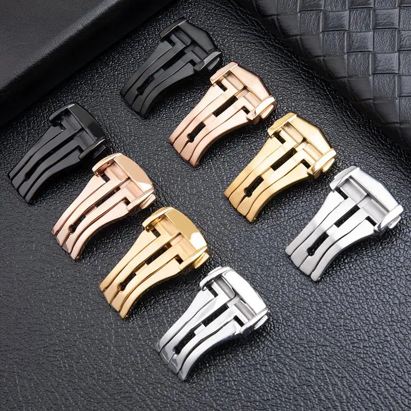 

NFR 18mm 20mm Deployment Watch Buckle For Omega Strap Leather Rubber Watchband Black Silver Gold Steel Folding Clasp Accessories