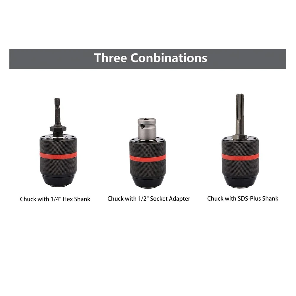 AT63-4 PCS 1/2-20UNF 1.5-13Mm Keyless Drill Chuck Hex Shank/SDS/Socket Square Female Adaptor Hardware Tool Drill Chuck Easy To U