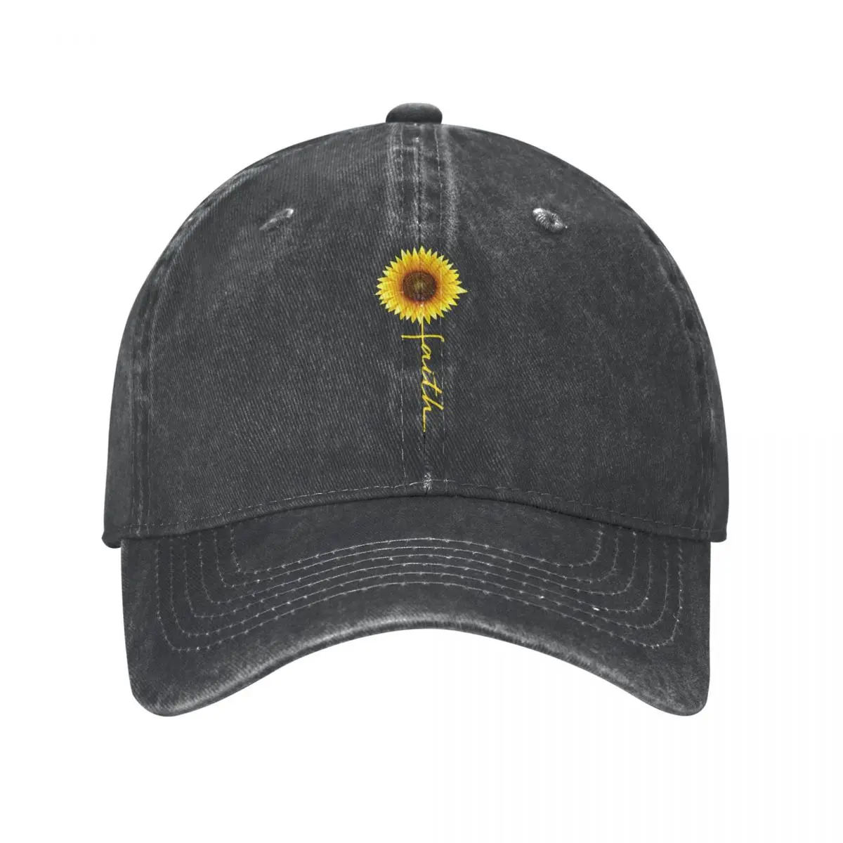 

Yellow Faith Sunflower Christian Quote Summer Cap Hats For Boy Girl Baseball Cap Vintage Christian Jesus God Hats Washed Denim