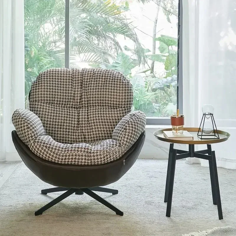 Lazy Single Sofa Lounge Chair 360° Swivel Fabric Accent Chair Comfortable Reading Seating for Small Spaces, Living Room, Bedroom