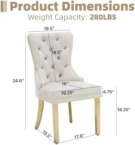 Velvet Dining Chairs Set of 4, Upholstered Dining Room Chairs, Mid-Century Modern Chairs with Diamond Lattice Tufted view 3