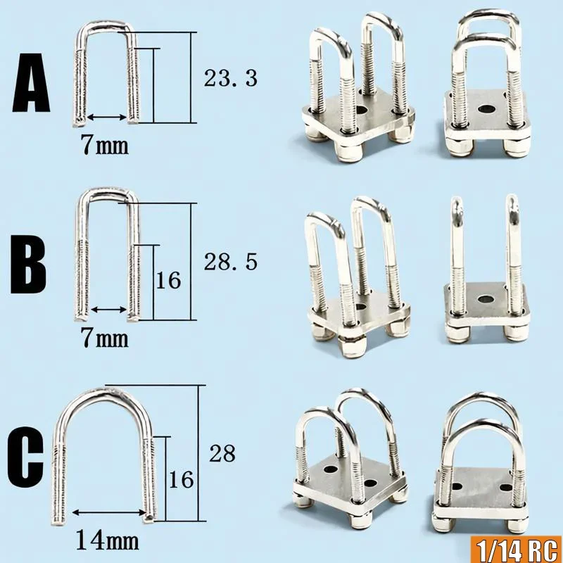 1/14 RC Truck 2pcs Metal U-shaped Screw Suspension Bracket for SCANIA Tamiya 770S R620 for VOLVO ACTROS AROCS Model Car DIY