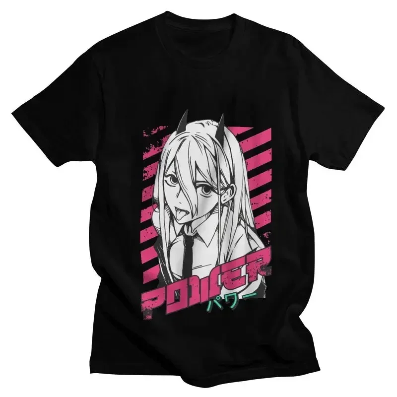 Anime motosserra homem impressão gráfica t camisa das mulheres dos homens moda casual tripulação pescoço manga curta unisex t camisa gráfica