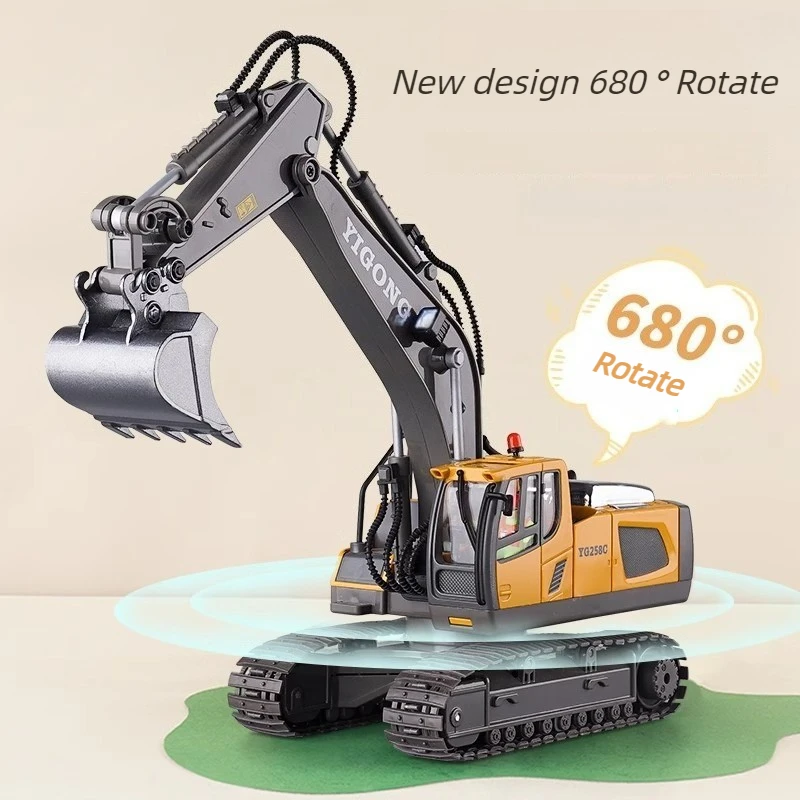 Extra Large Alloy 2.4GHz Remote Control Excavator with Real Joystick Engineering Vehicle Toy RC Car Play Kids Birthday Gift