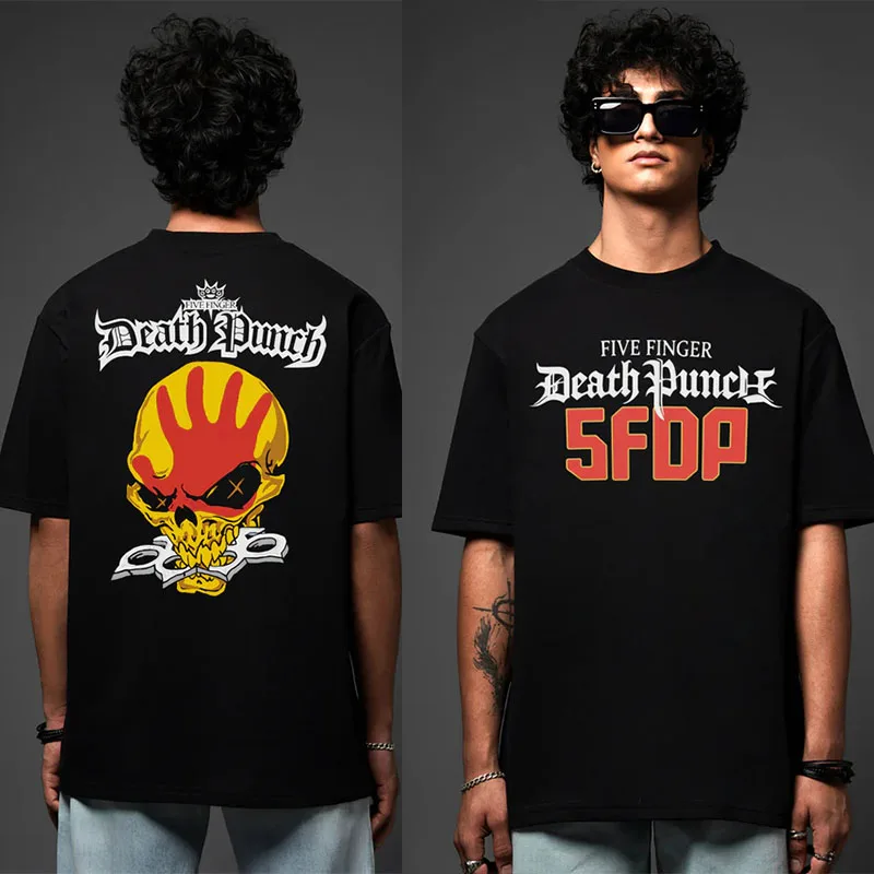 

2025 5FDP - Wrong Side Band T Shirt Men Vintage Pure Cotton Short Sleeve Streetwear Harajuku Men's Clothing